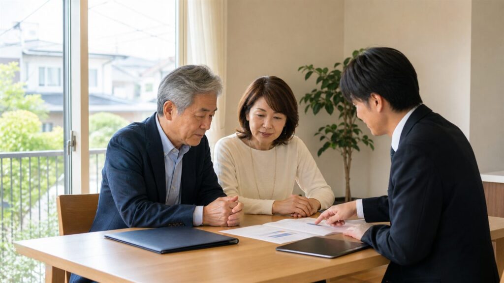 調布周辺の介護事業M&Aと事業承継を相談する経営者と専門家の面談風景