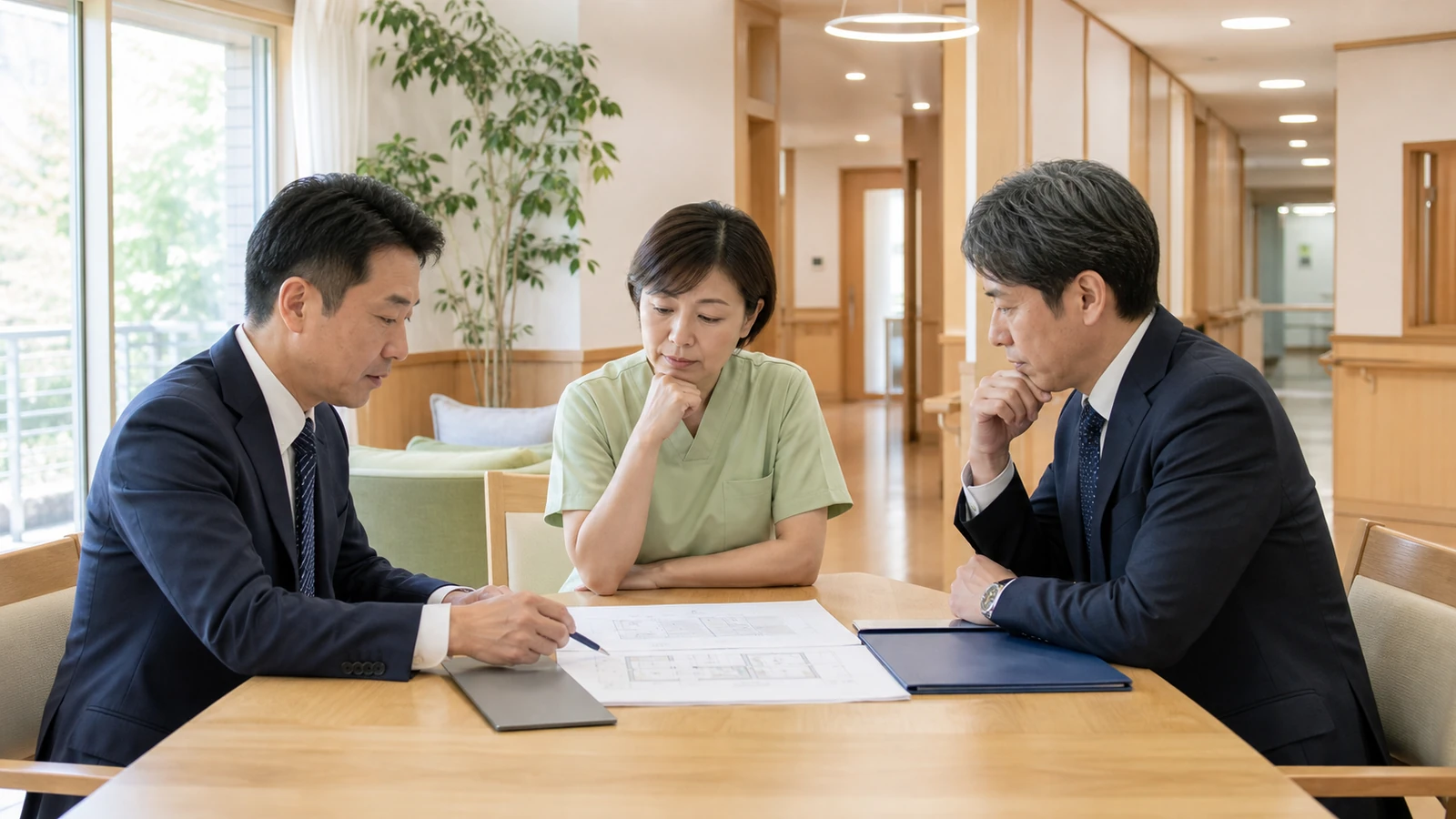 三鷹の介護施設M&A事例で利用者と職員の承継計画を確認する担当者