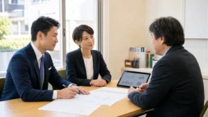 調布周辺の学習塾と教育サービスのM&A相談で事業承継資料を確認する様子