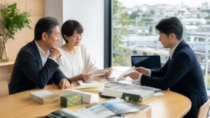 調布周辺の印刷会社と広告制作会社のM&A相談で販促資料を確認する様子